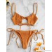 ZAFUL Women's Smocked Bikini Sexy Keyhole Shirred Spaghetti Strap Thong Cheeky Bathing Suits Tiger Orange B07PM7N3VY